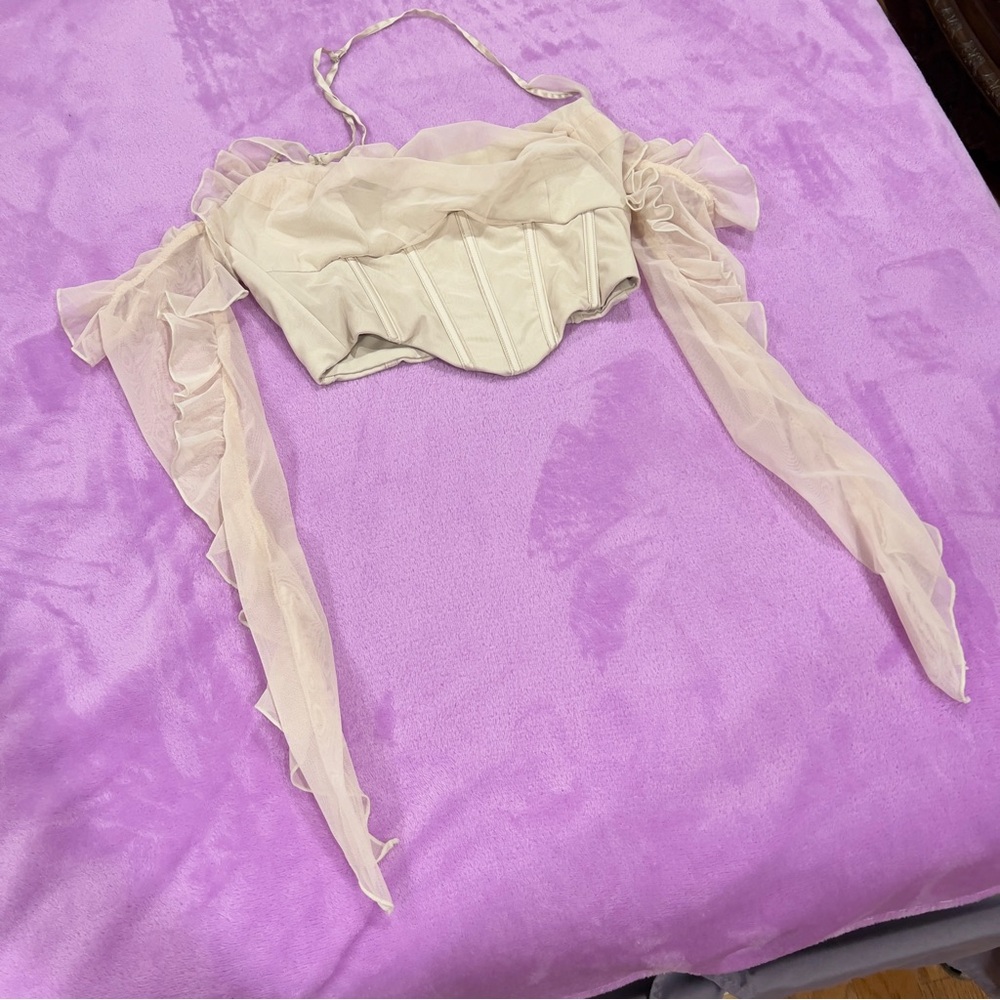 Oh Polly Stylish Cream Women's Top - Picture 4 of 7